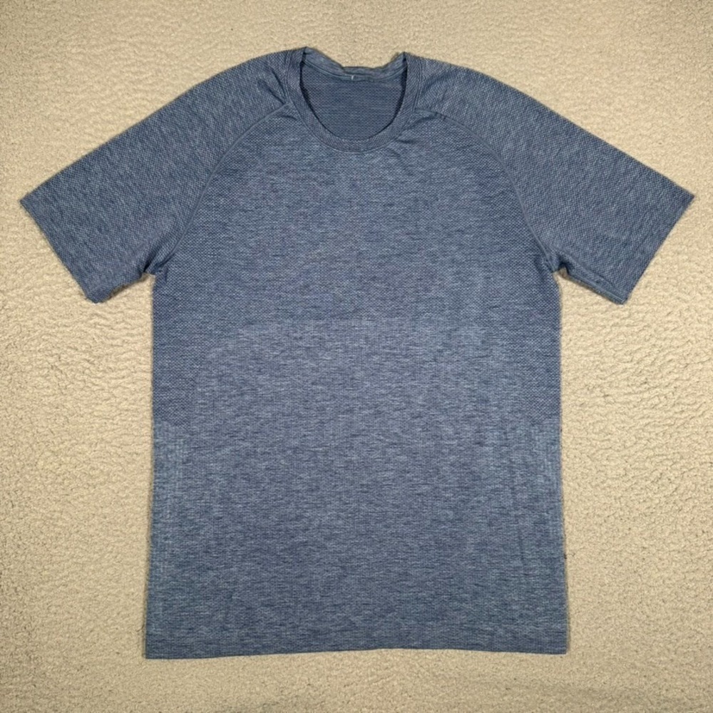 Lululemon Shirt Mens Small Blue Metal Vent Pullover Stretch Casual Gym Workout